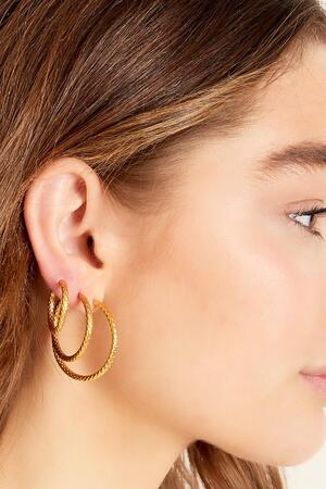 Earrings with pattern small Gold Stainless Steel h5 Picture3